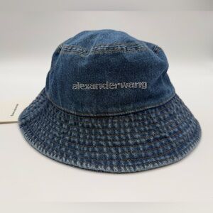Alexander Wang Crystal Logo Denim Bucket Hat